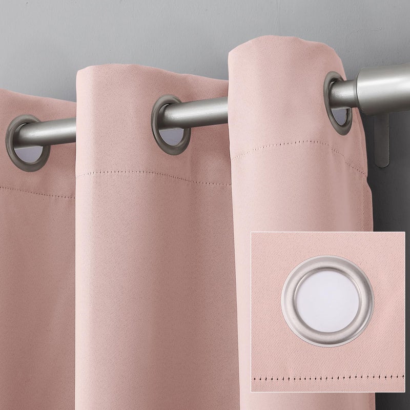 Sun Zero Soho 2-pack Blackout Energy Efficient Grommet Curtain Panel Pair, 54" x 84", Blush Pink - Image 2
